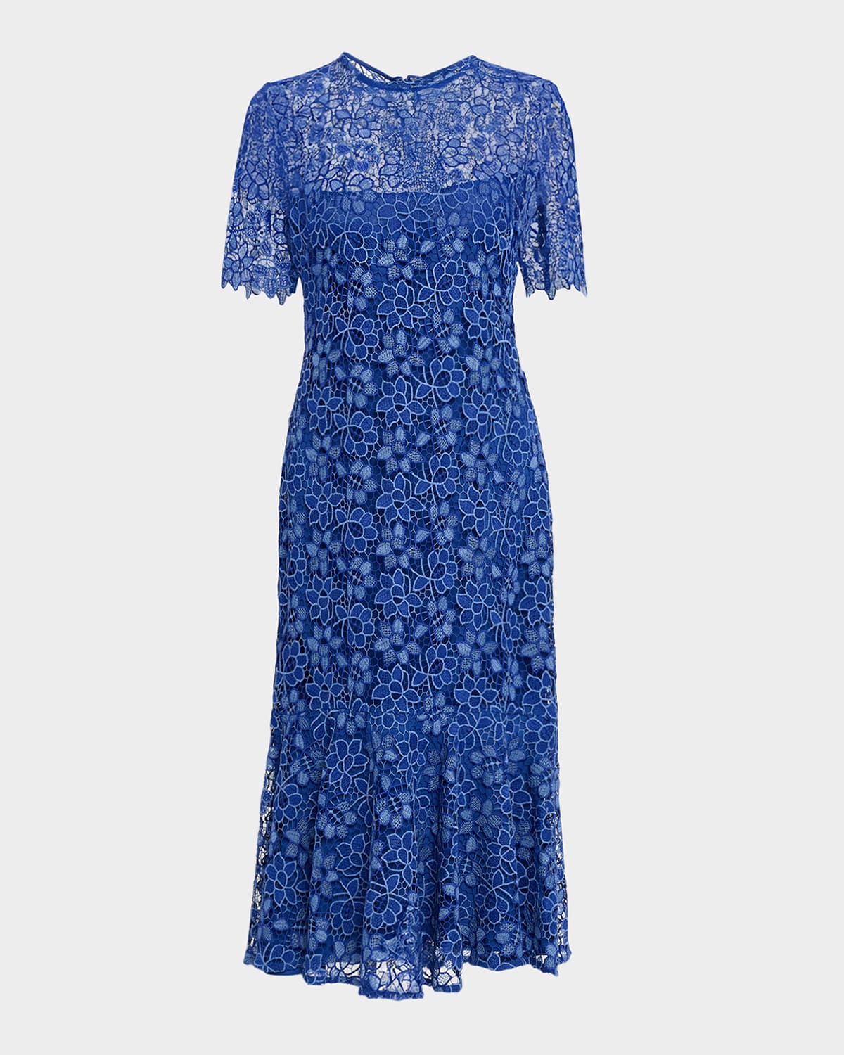 Shoshanna Poppi Floral Lace Flounce Mermaid Midi Dress In Blue