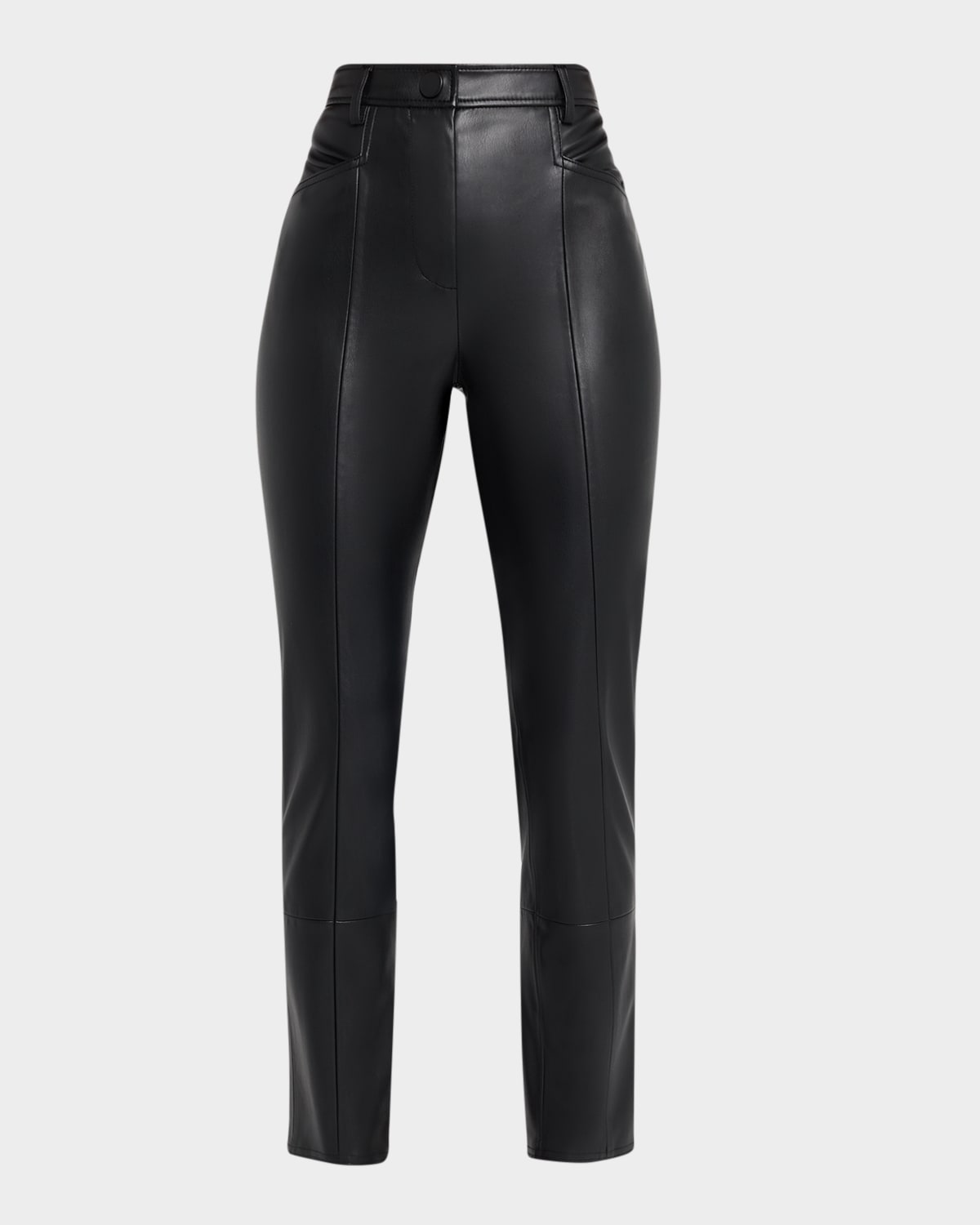 Milly Rue Cropped Faux Leather Skinny Pants In Black