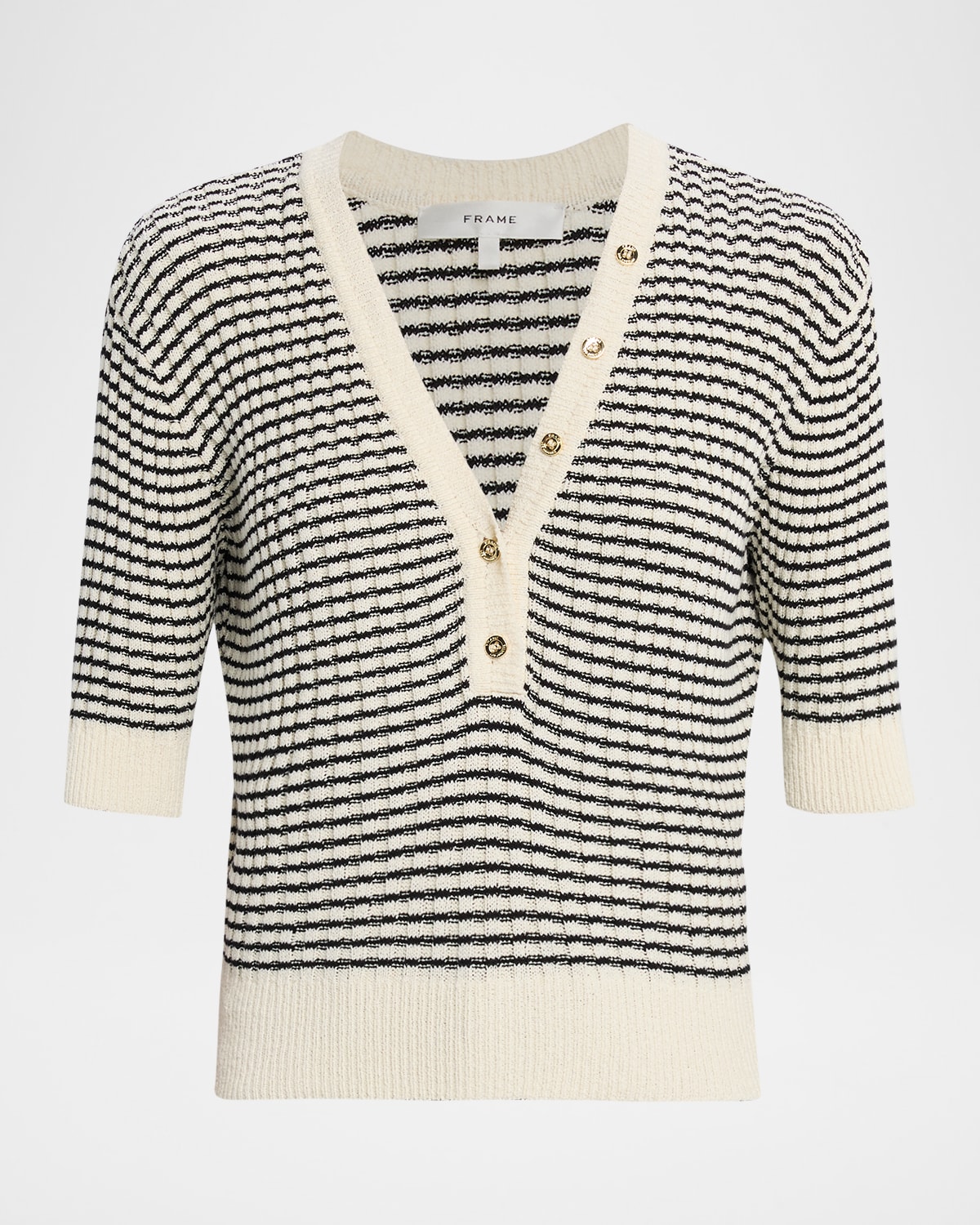 Frame The Stripe V-neck Top In Multi
