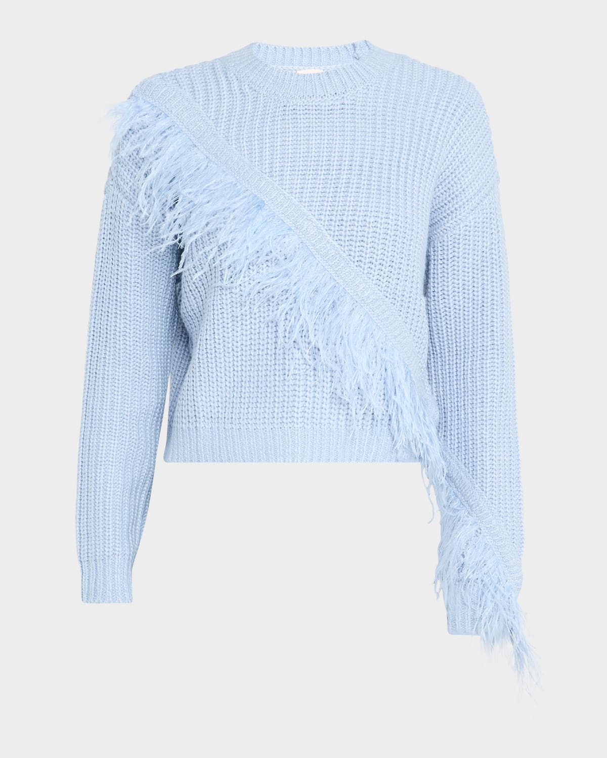 Cinq À Sept Kaelie Feathered Fringe Sweater In Blue