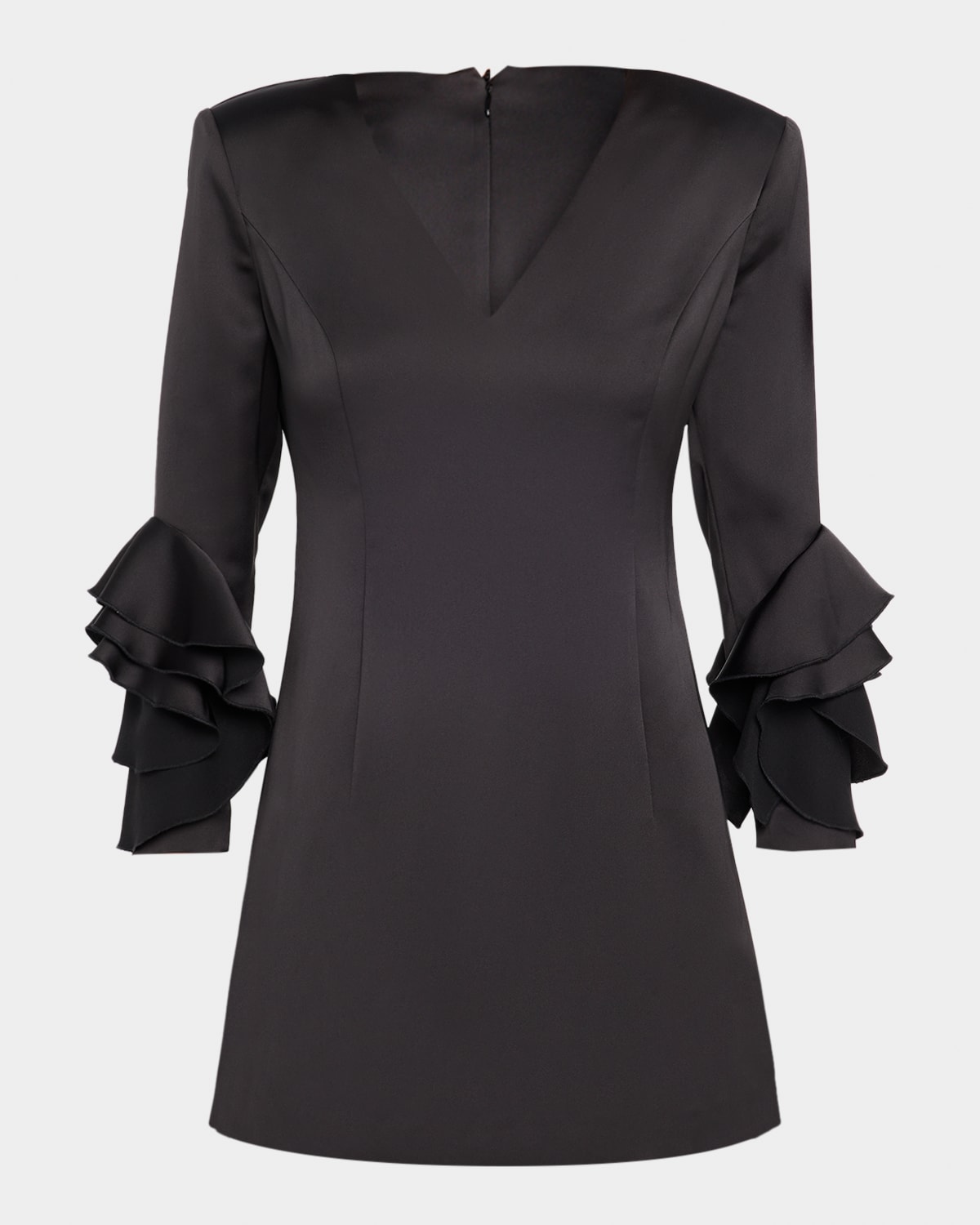 Ramy Brook Klara Ruffle-cuff Mini Sheath Dress In Black