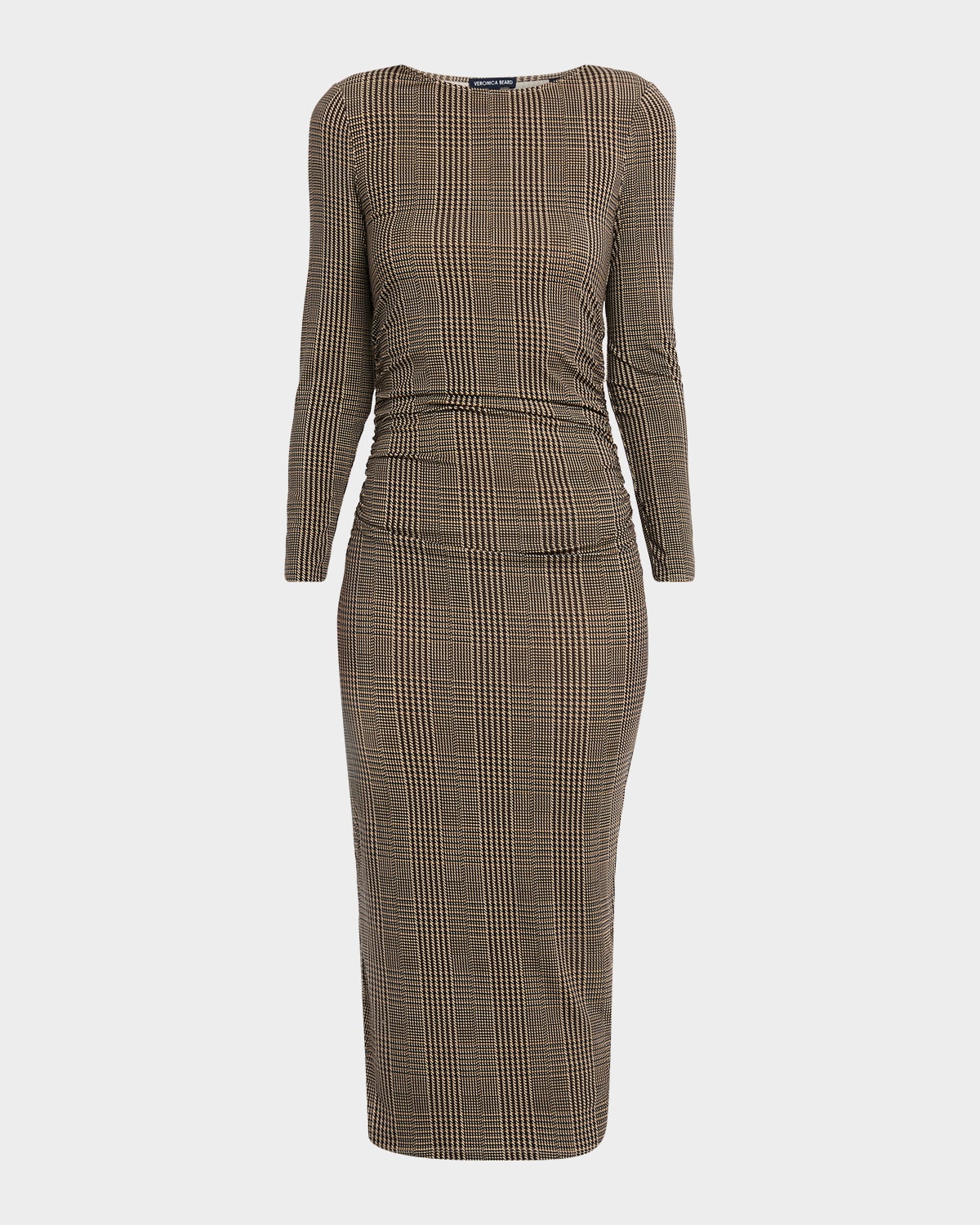 Veronica Beard Char Prince Of Wales Long-sleeve Mini Dress In Brown