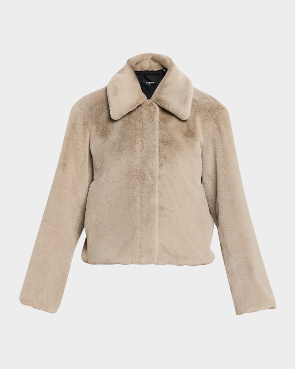 Theory Cropped Faux Fur Coat In Brown