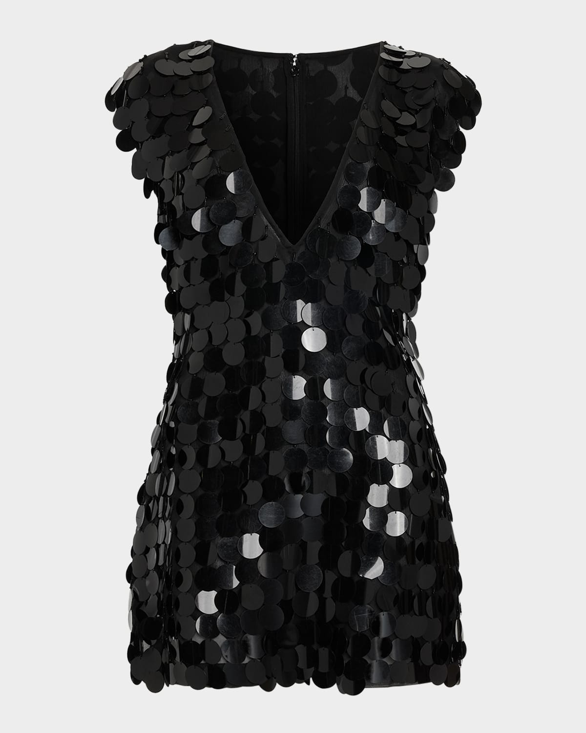 Ramy Brook Sami Deep V-neck Paillette Mini Dress In Black