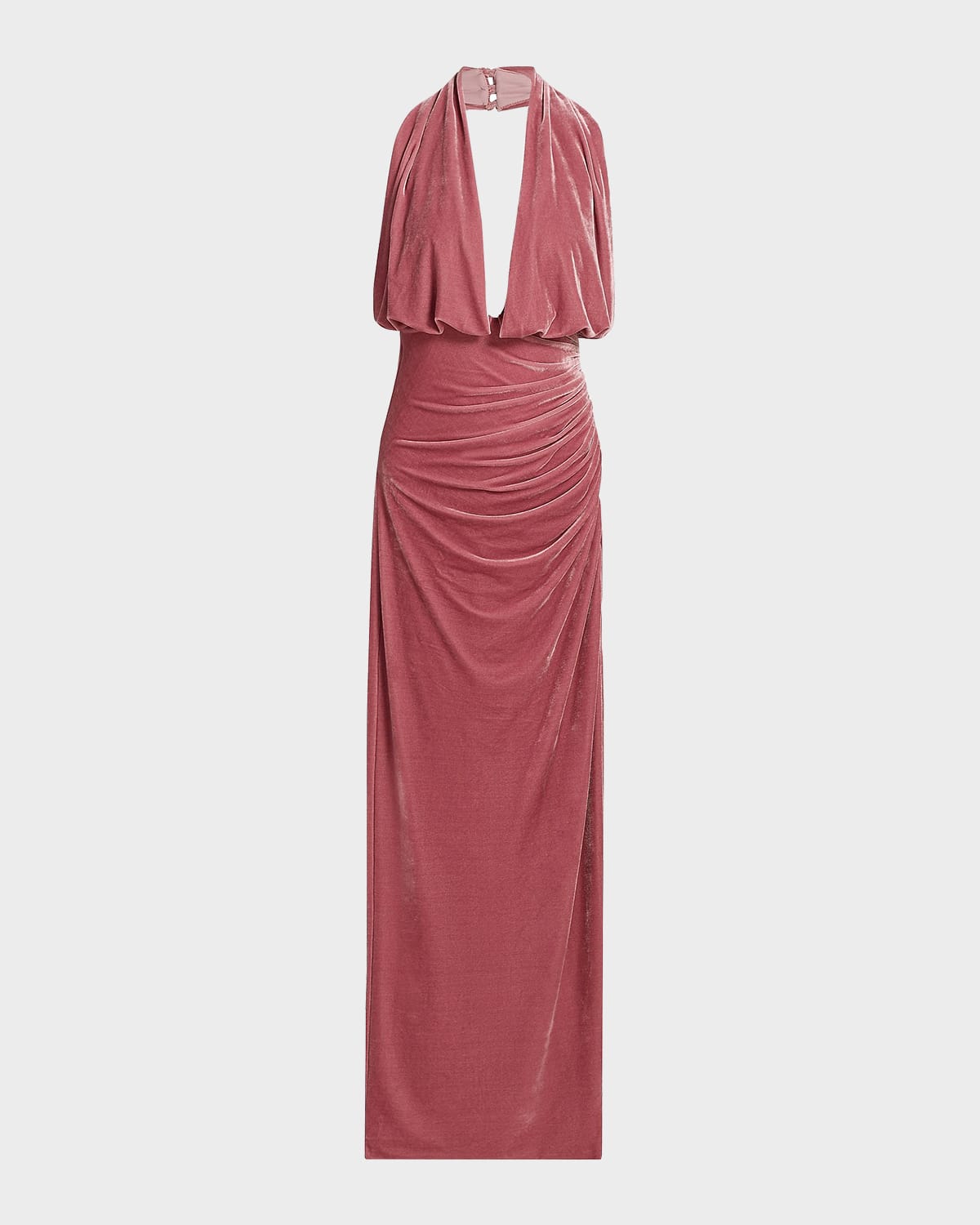 Et Ochs Valeria Backless Plunging Velvet Column Gown In Pink