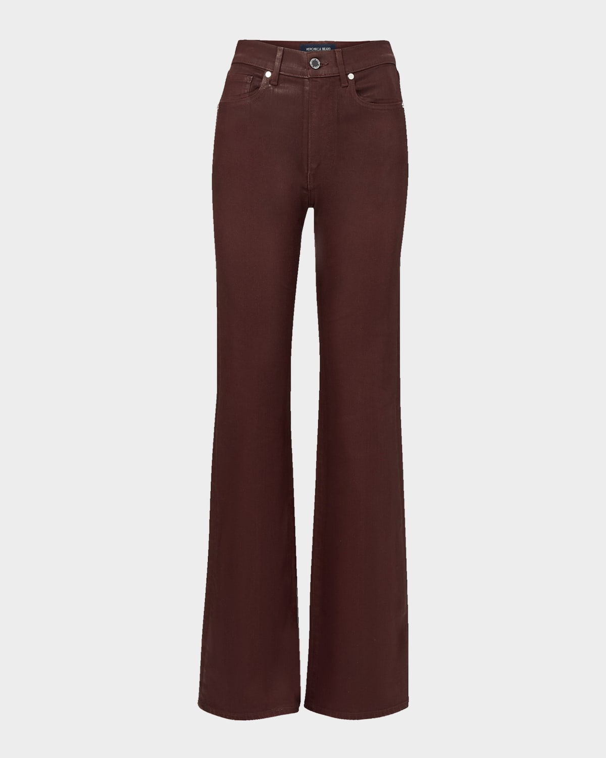 Veronica Beard Crosbie Coated Slim Wide-leg Jeans In Brown