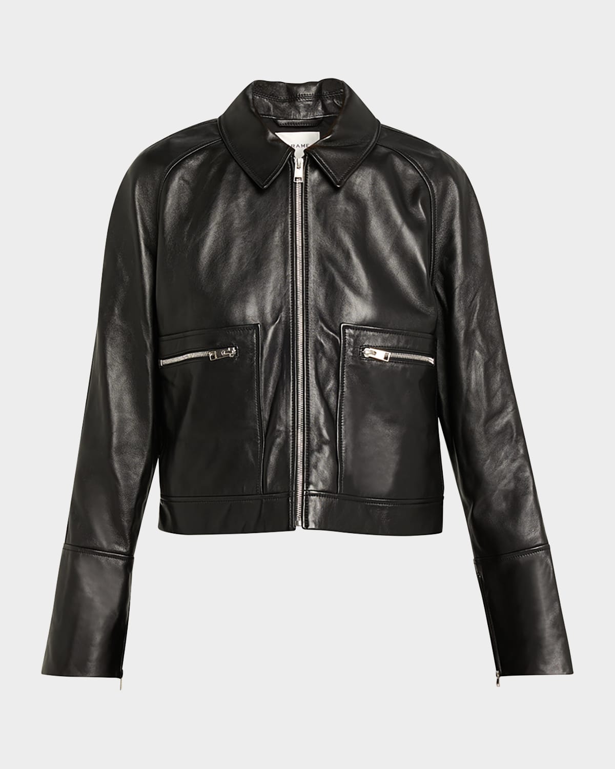 Frame The Leather Zip Jacket In Black