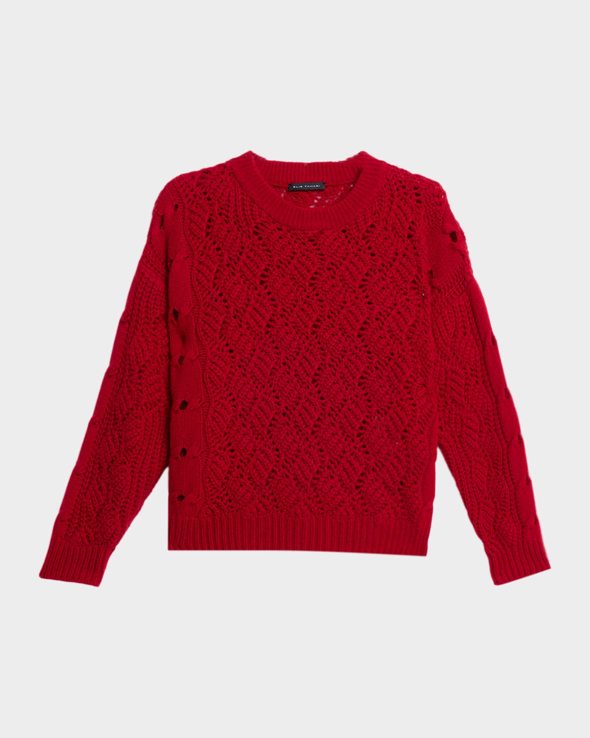 Elie Tahari The Raya Cashmere Crewneck Sweater In Red
