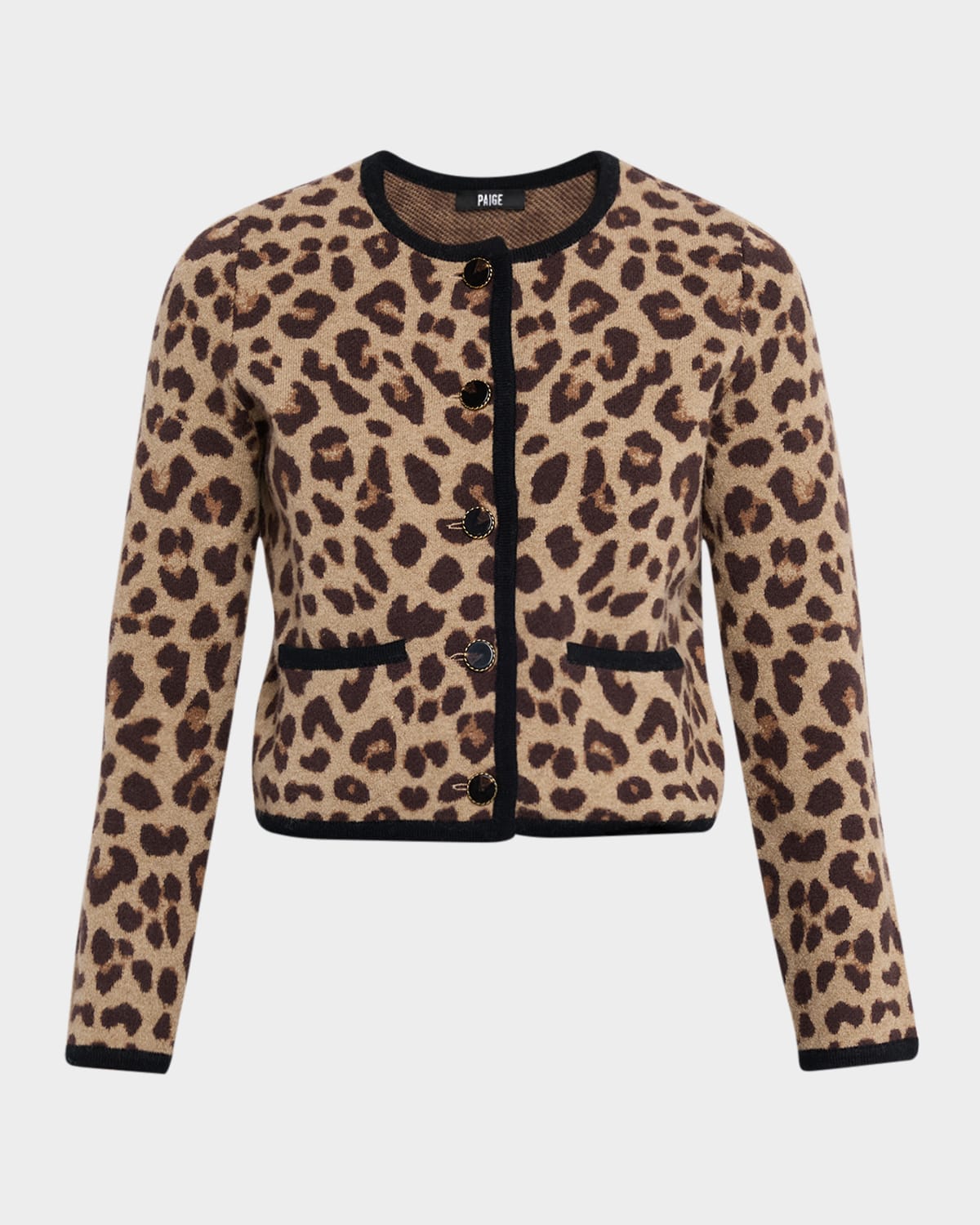 PAIGE Oberon Leopard Merino Wool Cardigan