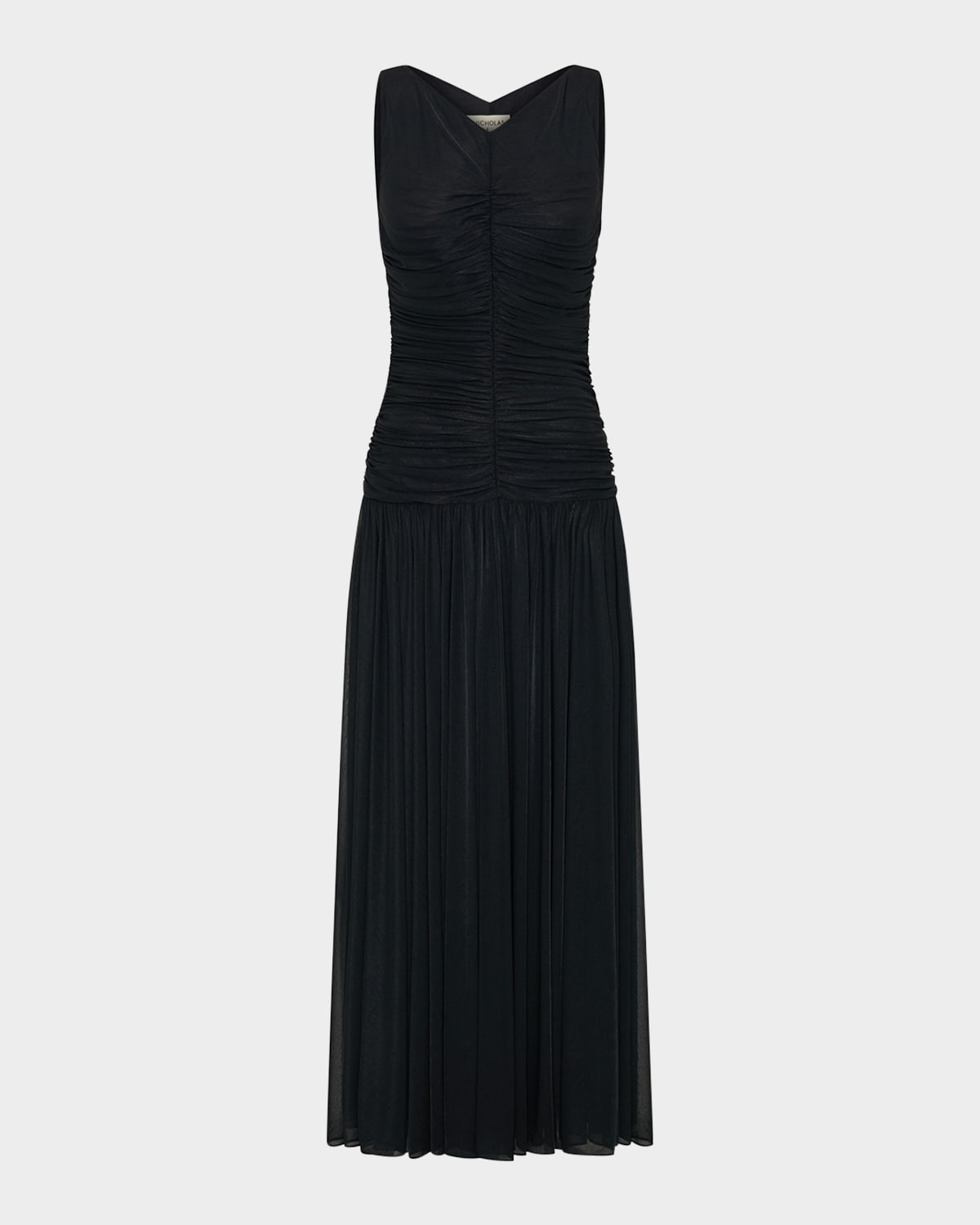 Nicholas Melia Sleeveless Ruched A-line Maxi Dress In Multi