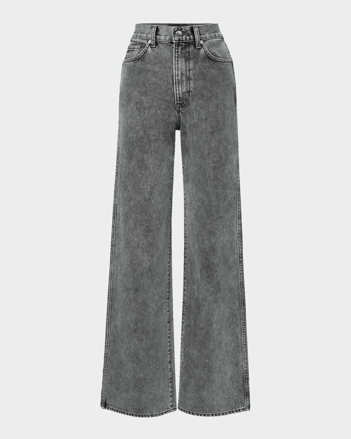 Veronica Beard Taylor High Waist Raw Hem Crop Wide Leg Jeans In Multi