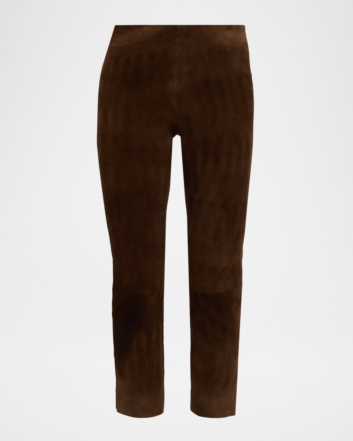 Vince Suede Split-hem Cropped Pant In Brown