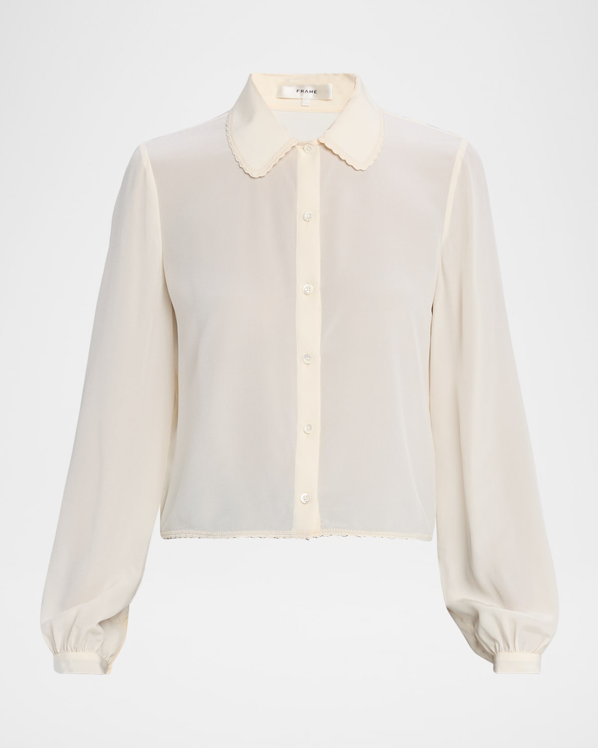 Frame The Silk Prim Blouse In White