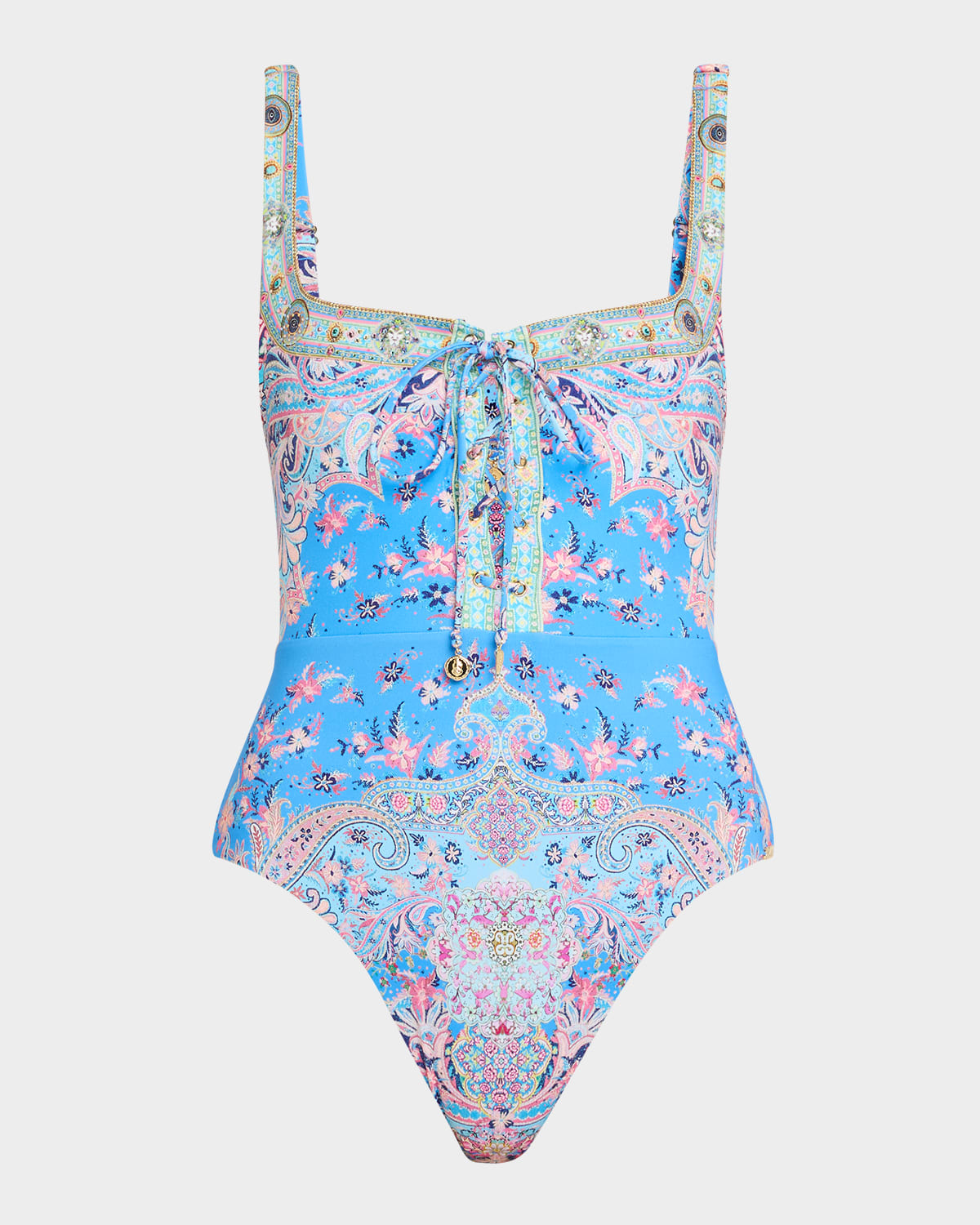 Camilla Footsteps In Folklore Laced Underwire One-piece Swimsuit In Multi