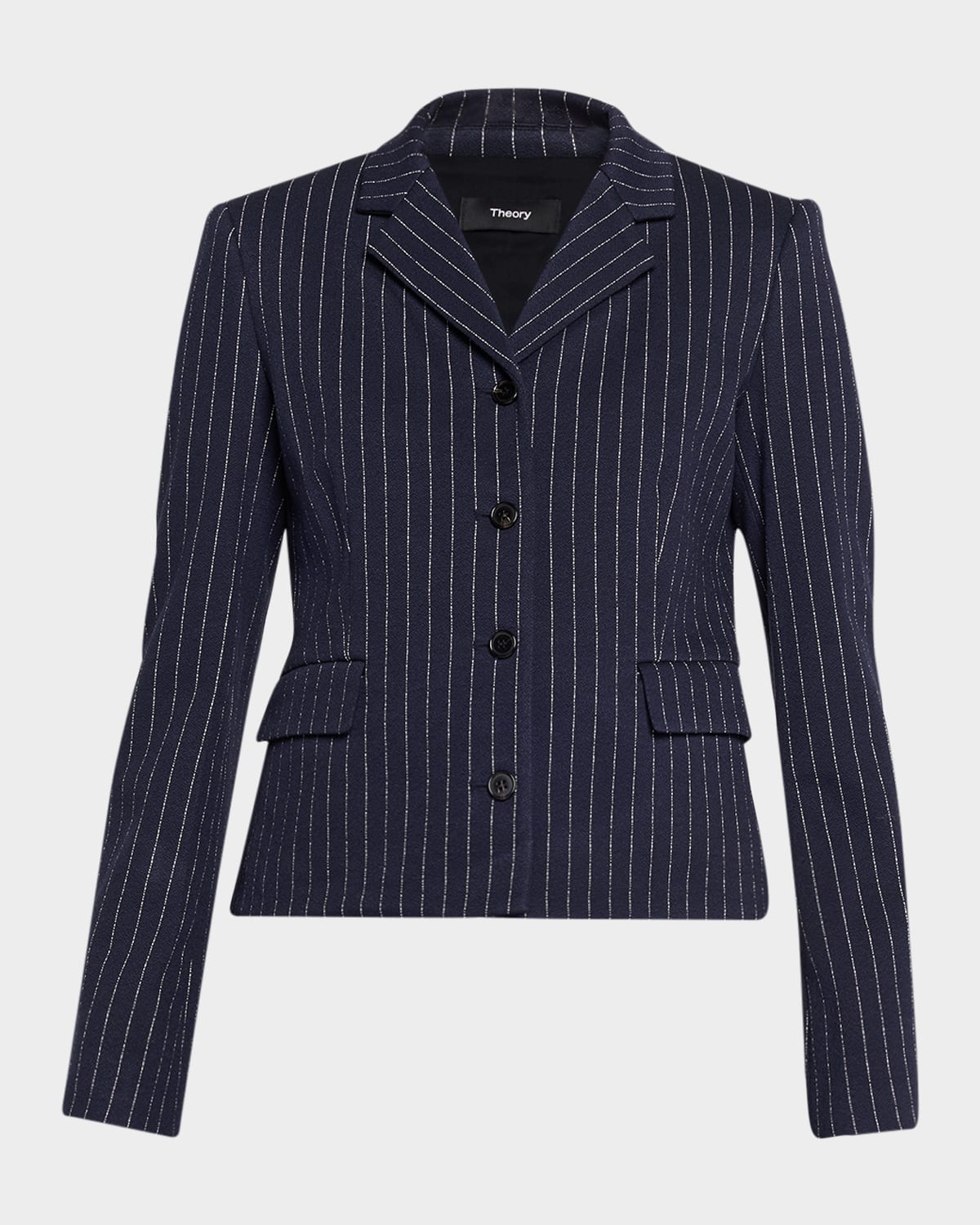 Theory Fitted Pinstripe Jacket In Blue