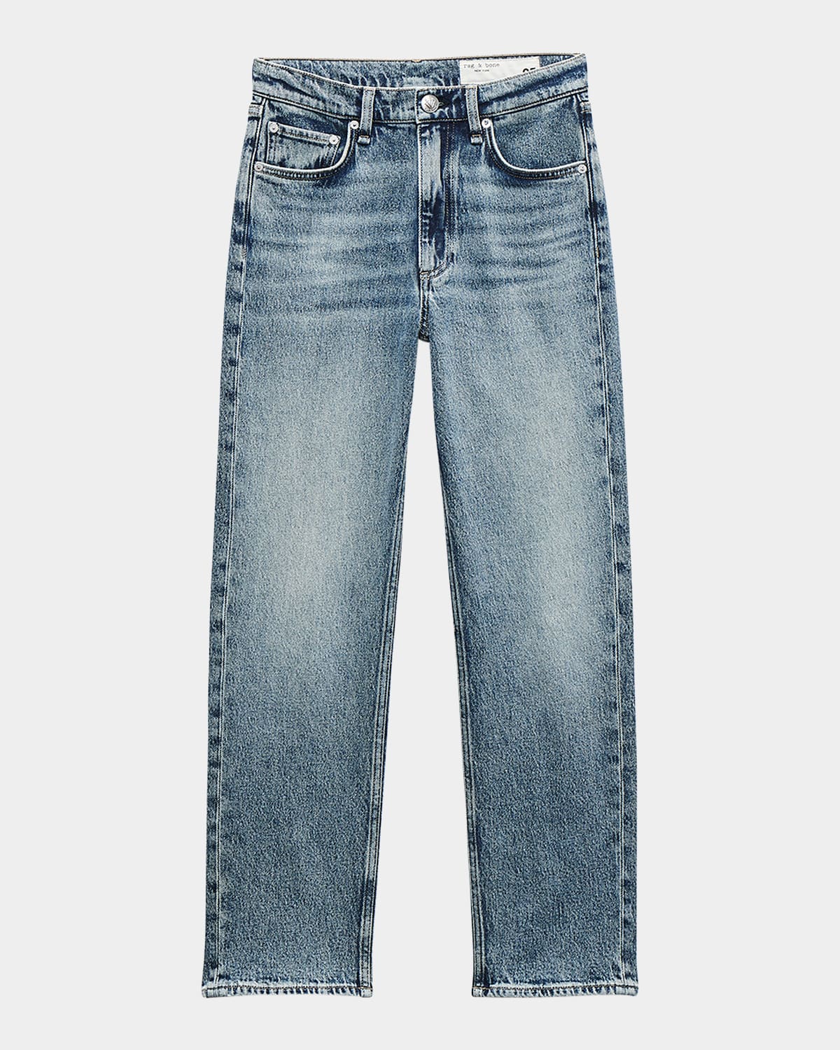 Rag & Bone Harlowe Mid Rise Ankle Straight Jeans In Amity In Blue