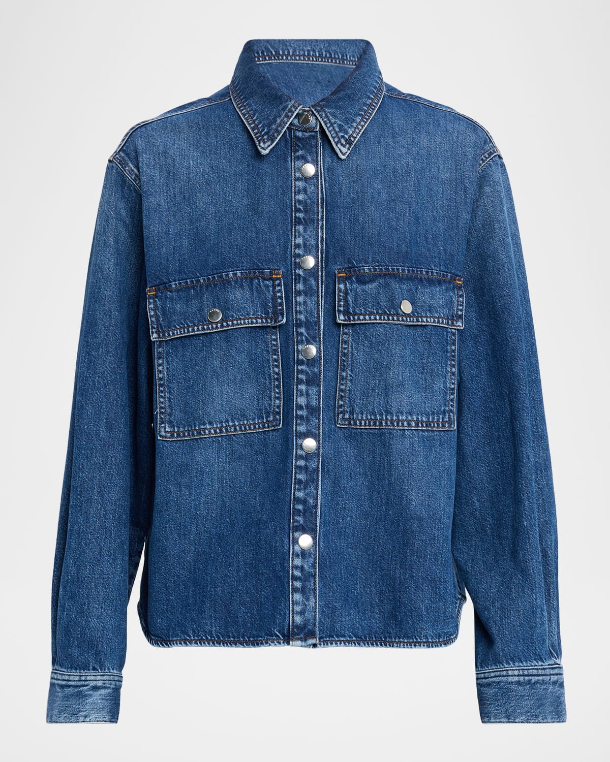 Frame The Long-sleeve Denim Shirt In Blue