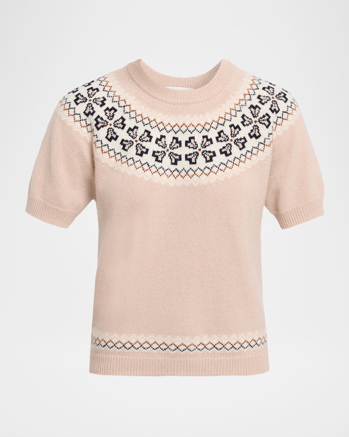 Frame The Short-sleeve Cashmere Sweater In Sand