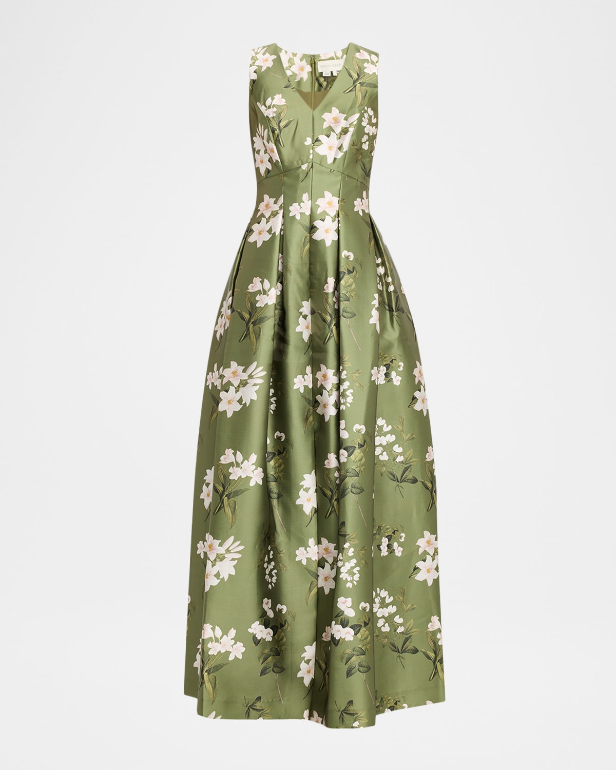Sachin & Babi Brooke Pleated Floral-print Mikado Gown