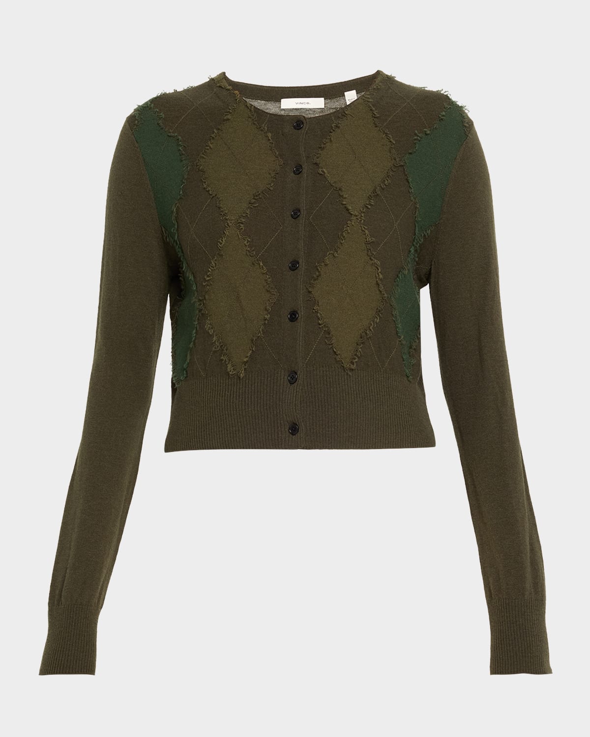 Vince Cashmere And Wool Argyle Cardigan In Multi