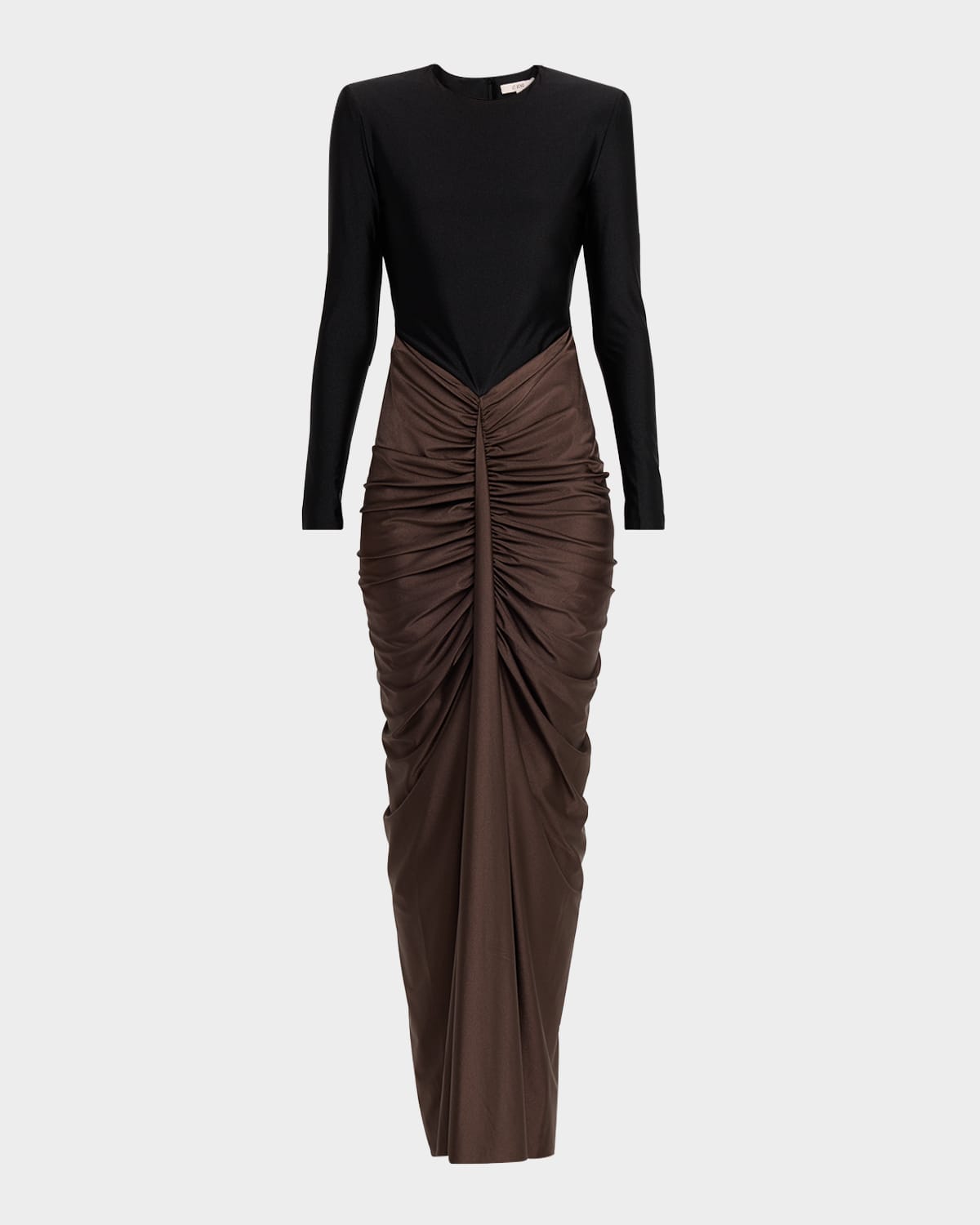 Et Ochs Tate Draped Two-tone Jersey Column Gown In Brown