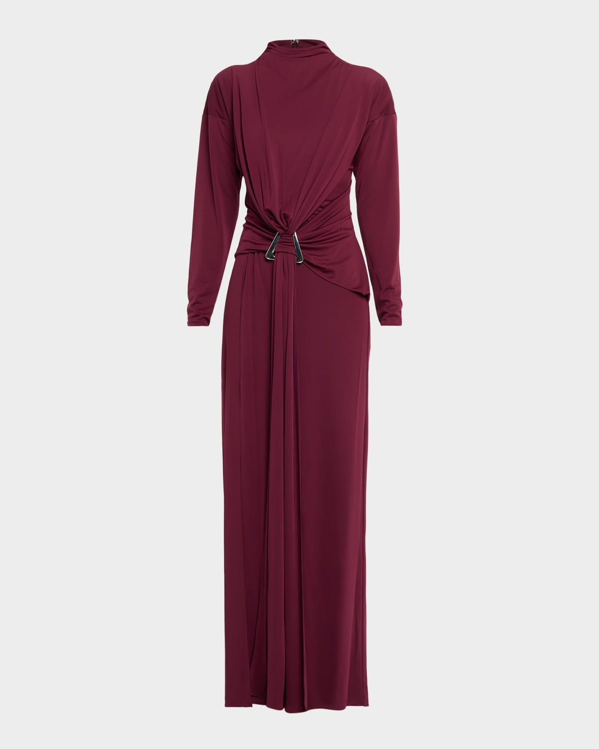 Et Ochs Remington Draped Matte Jersey Column Gown In Burgundy