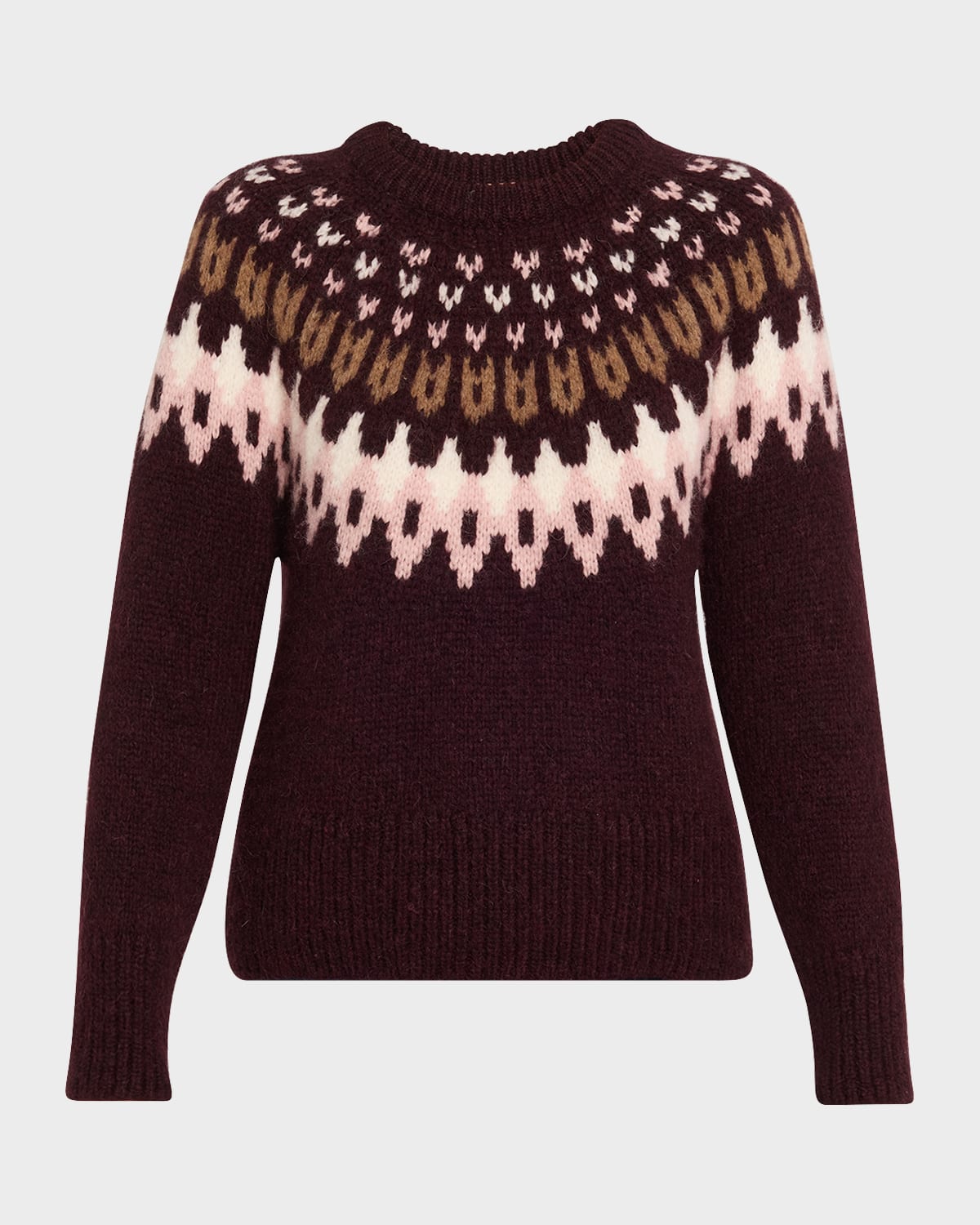 Veronica Beard Anne Fairisle Crewneck Sweater In Burgundy