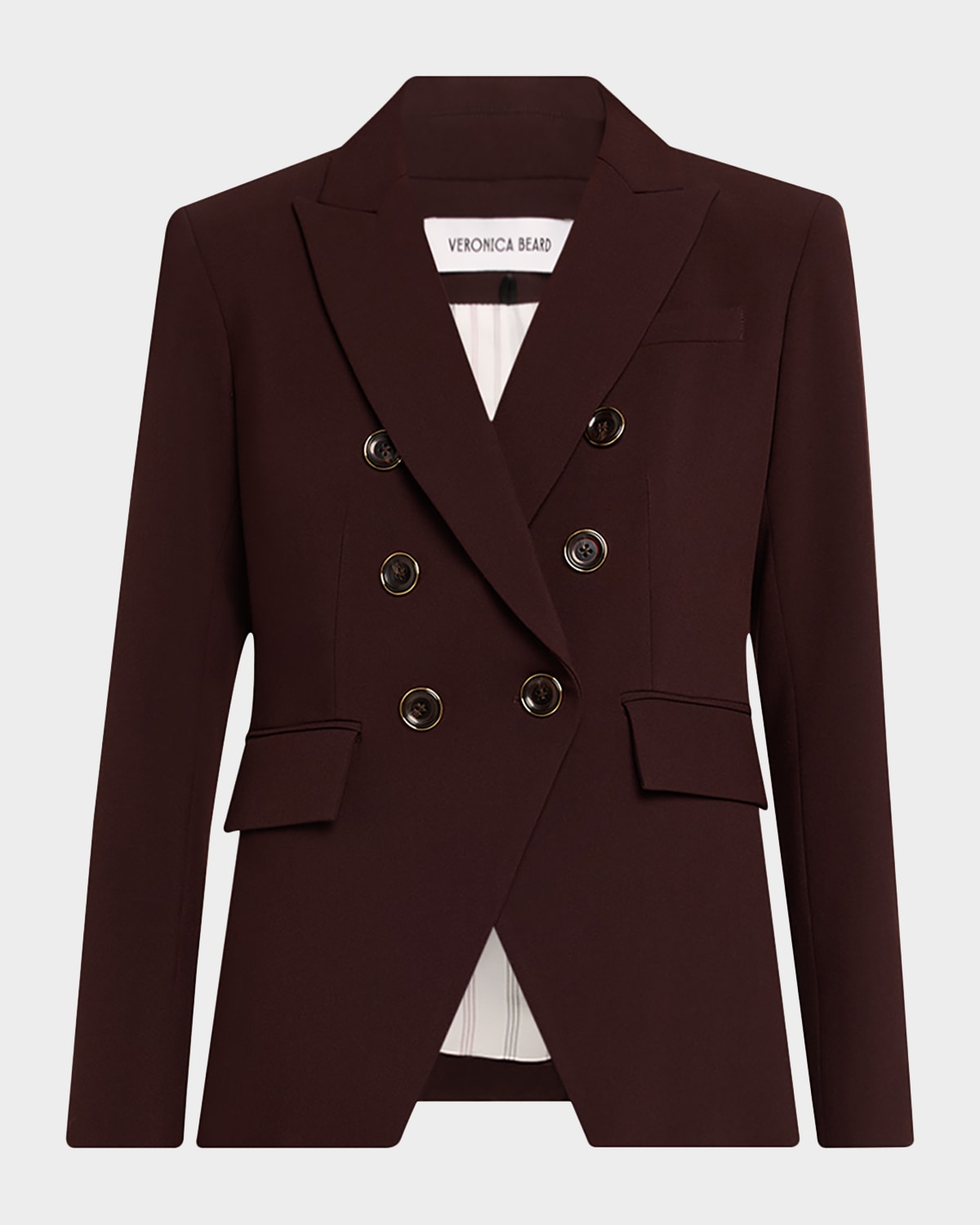 Veronica Beard Miller Dickey Double-breasted Woven Blazer In Brown