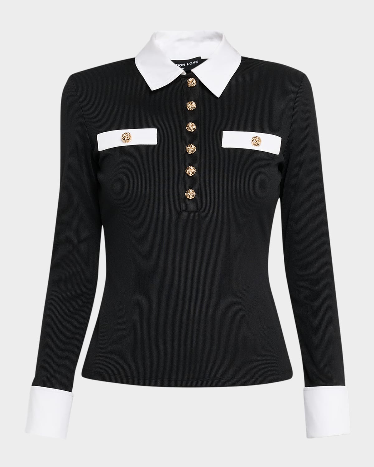 Generation Love Asher Long-sleeve Poplin Combo Top In Black