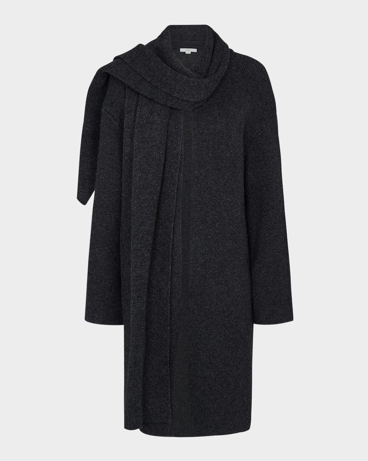 Vince Draped Scarf Car Coat In Black