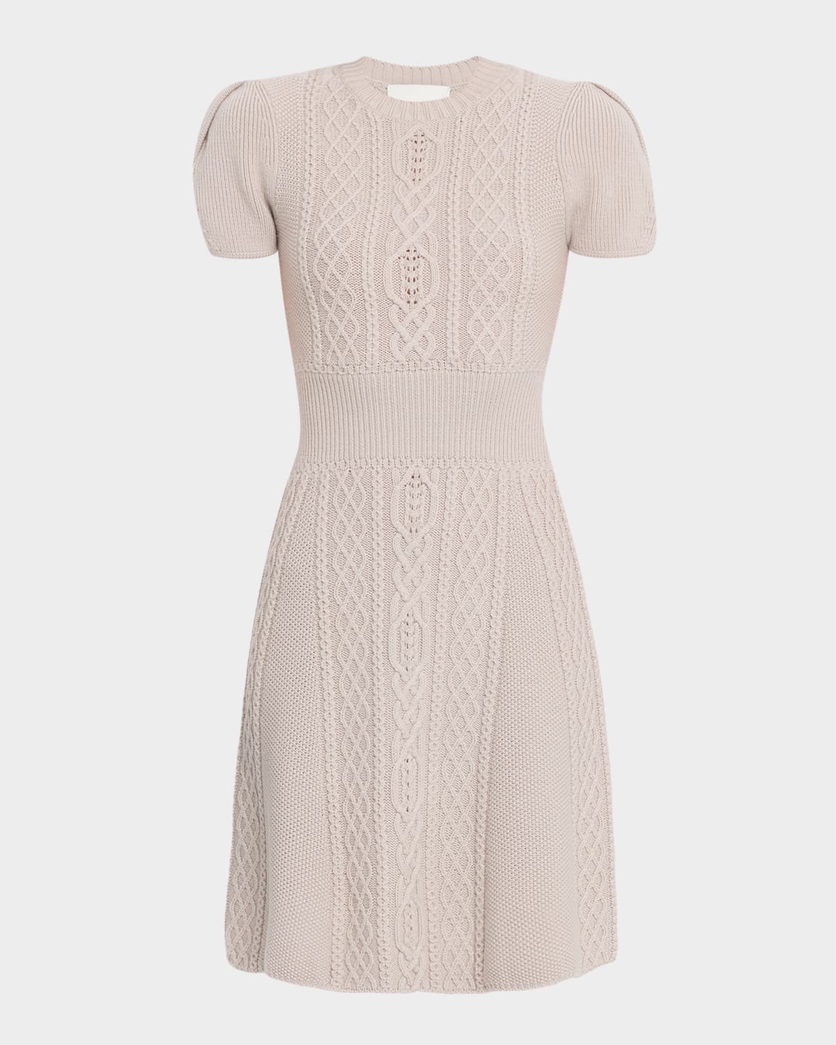 3.1 Phillip Lim Mock-neck Cable-knit Wool Mini Dress In Neutral