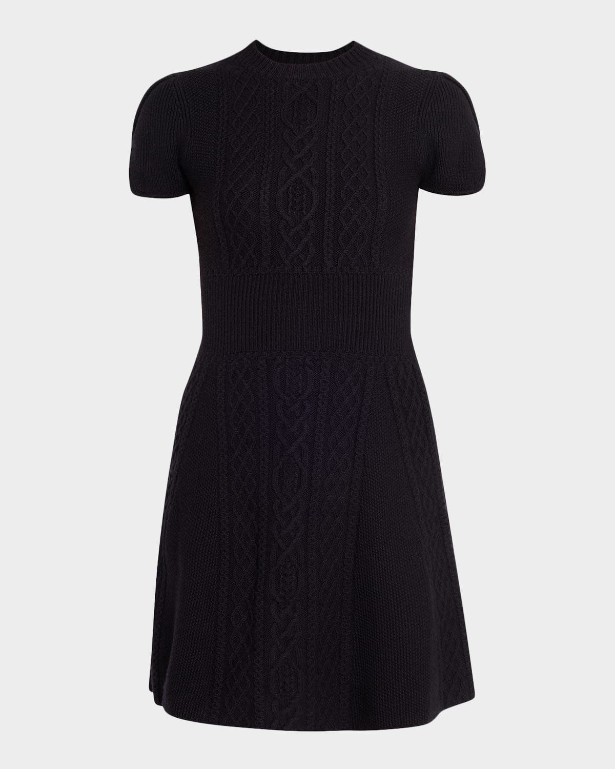 3.1 Phillip Lim Mock-neck Cable-knit Wool Mini Dress In Blue