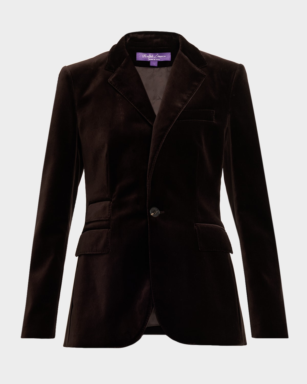 Ralph Lauren Parker Stretch Velvet Single-breasted Jacket In Brown