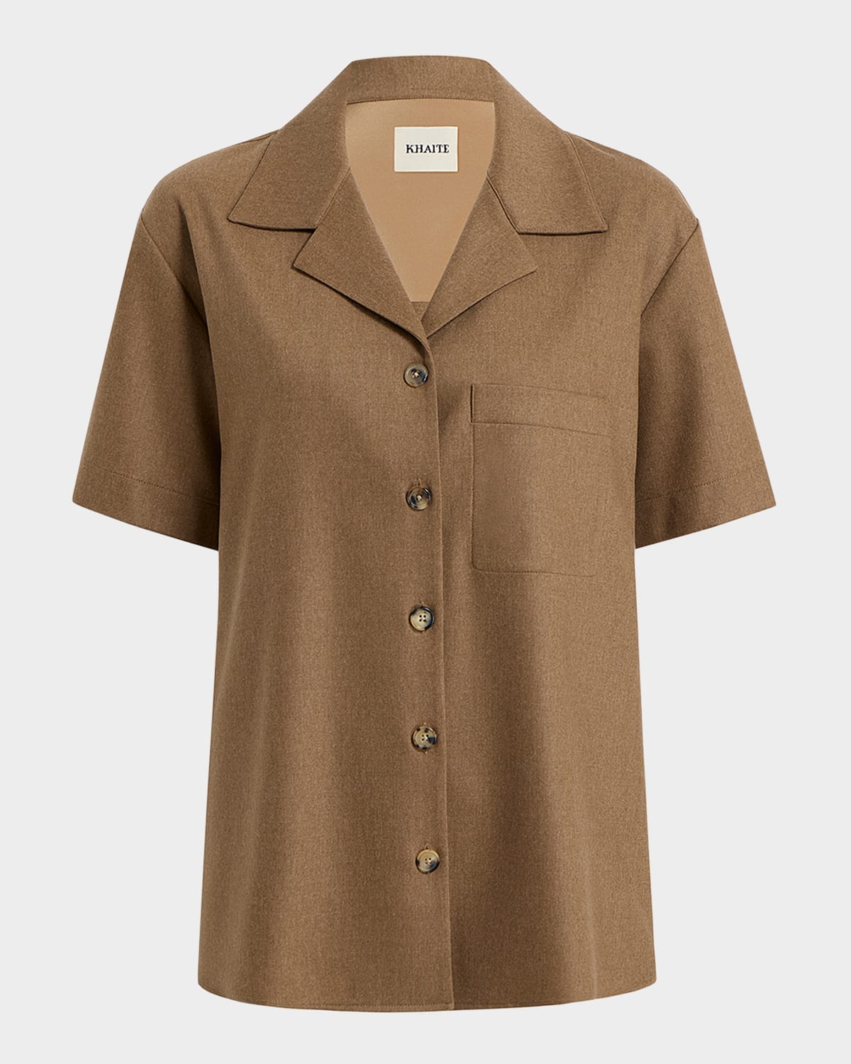 Khaite Riordan Short-Sleeve Wool Camp Shirt