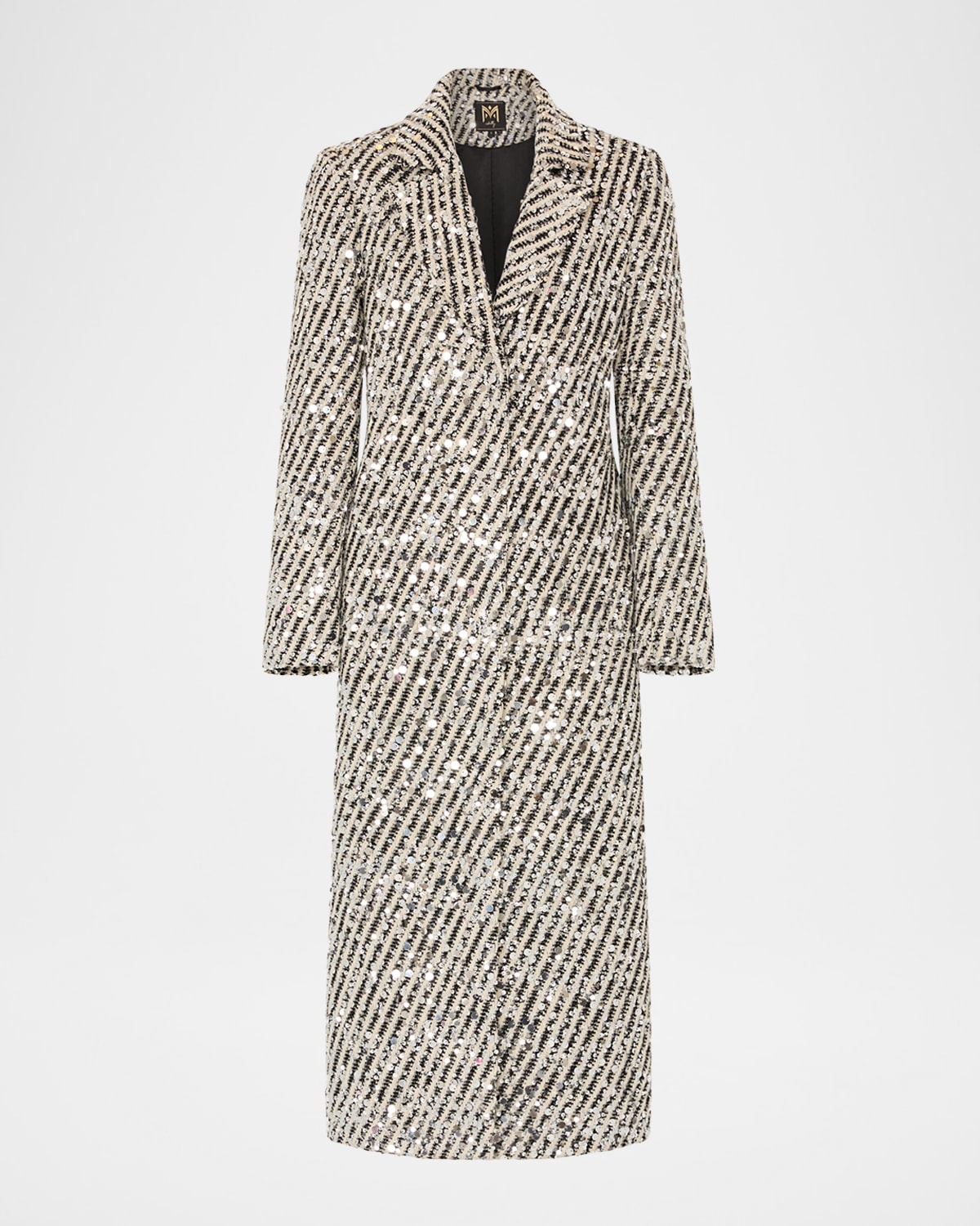 Milly Wanda Sequins Wool Stripe Coat In Multi