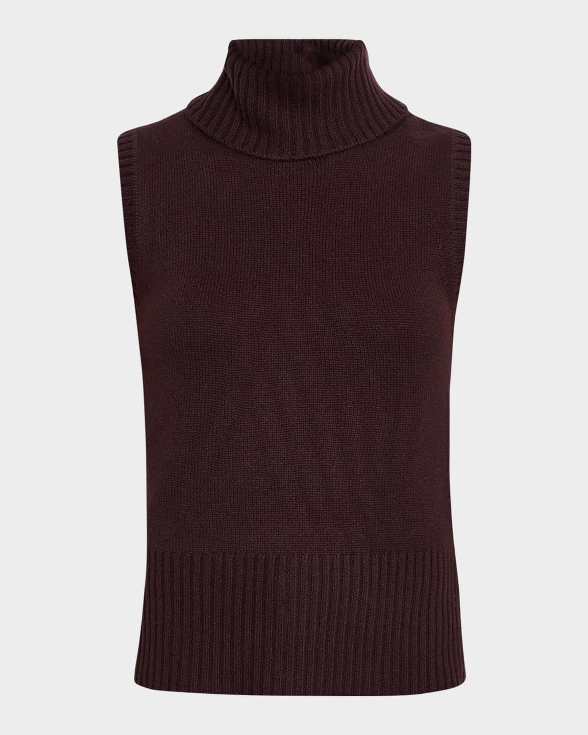 Veronica Beard Mazzy Cashmere Sleeveless Turtleneck Sweater In Brown