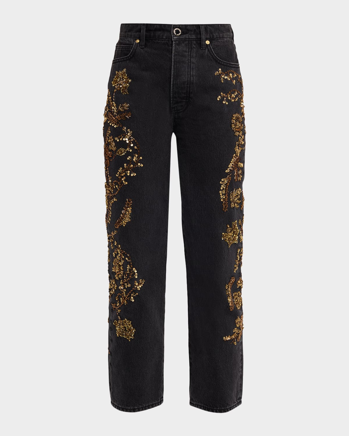 Veronica Beard Daniela Embellished Straight-leg Jeans In Multi