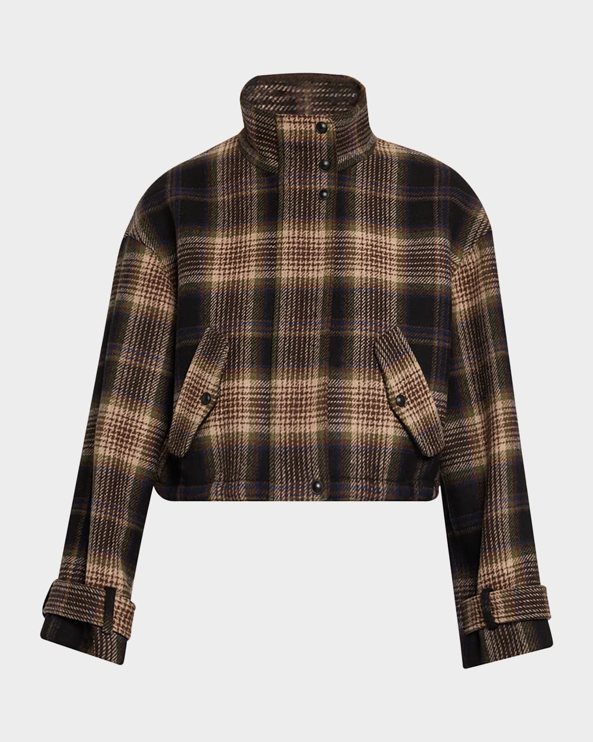 Veronica Beard Bateman Plaid Wool Blend Jacket In Brown
