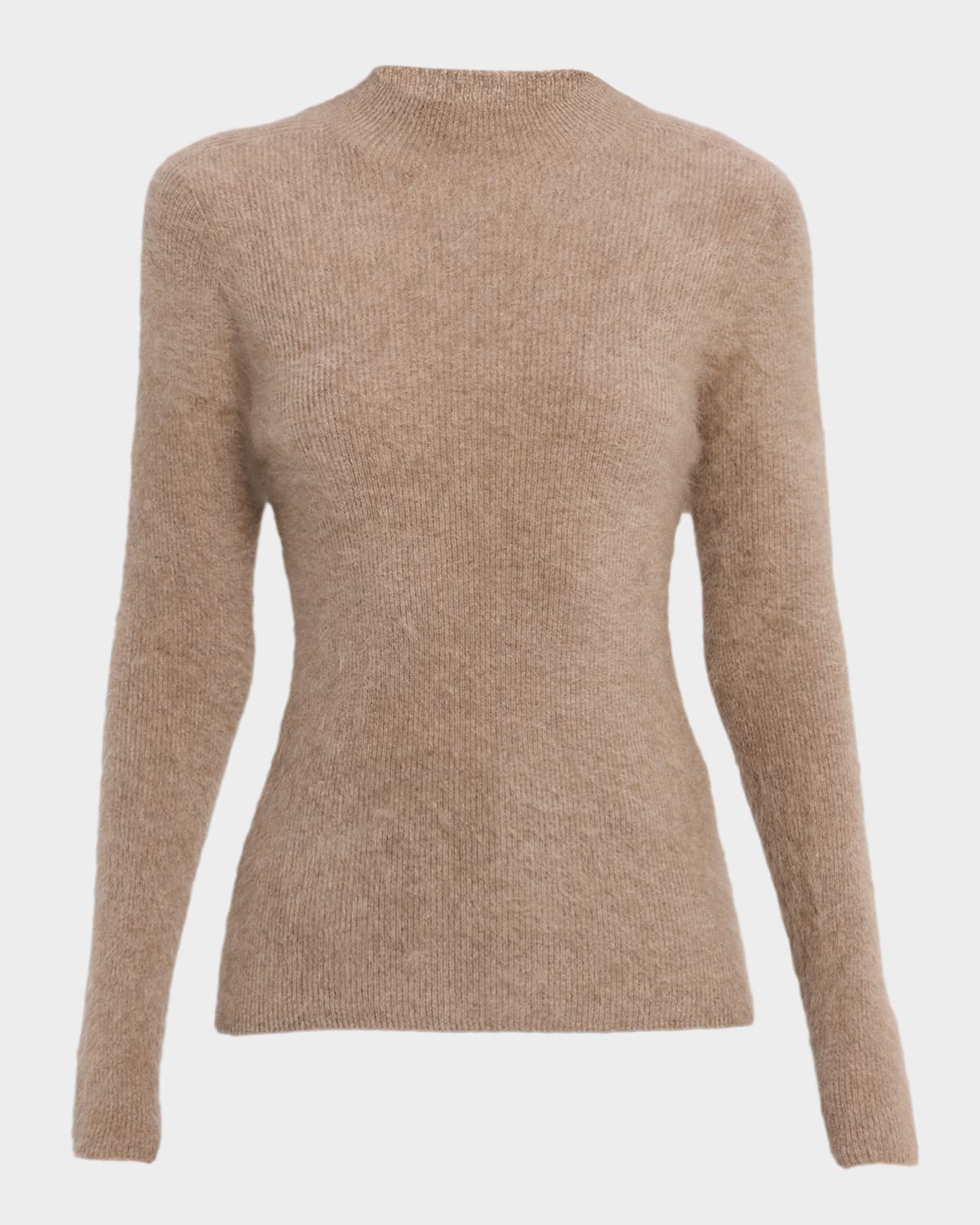 Elie Tahari The Miley Brushed Cashmere Crewneck Sweater In Brown