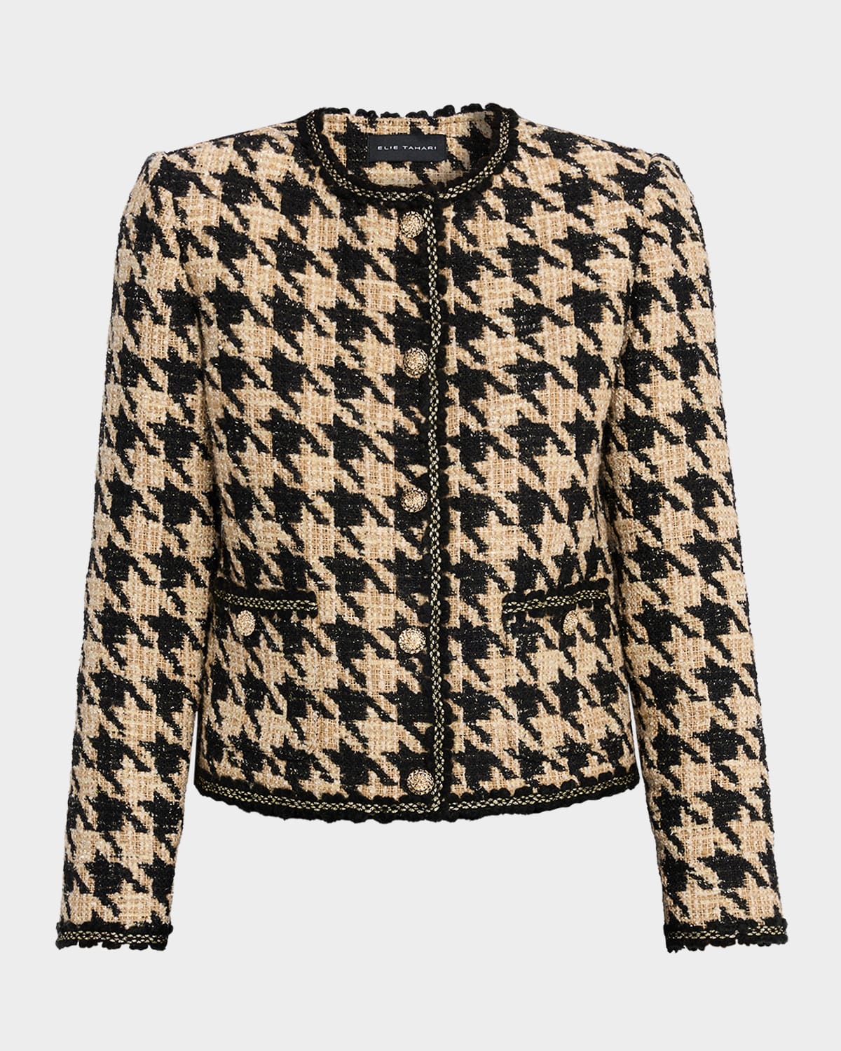 Elie Tahari The Juno Lurex Houndstooth Tweed Jacket In Multi