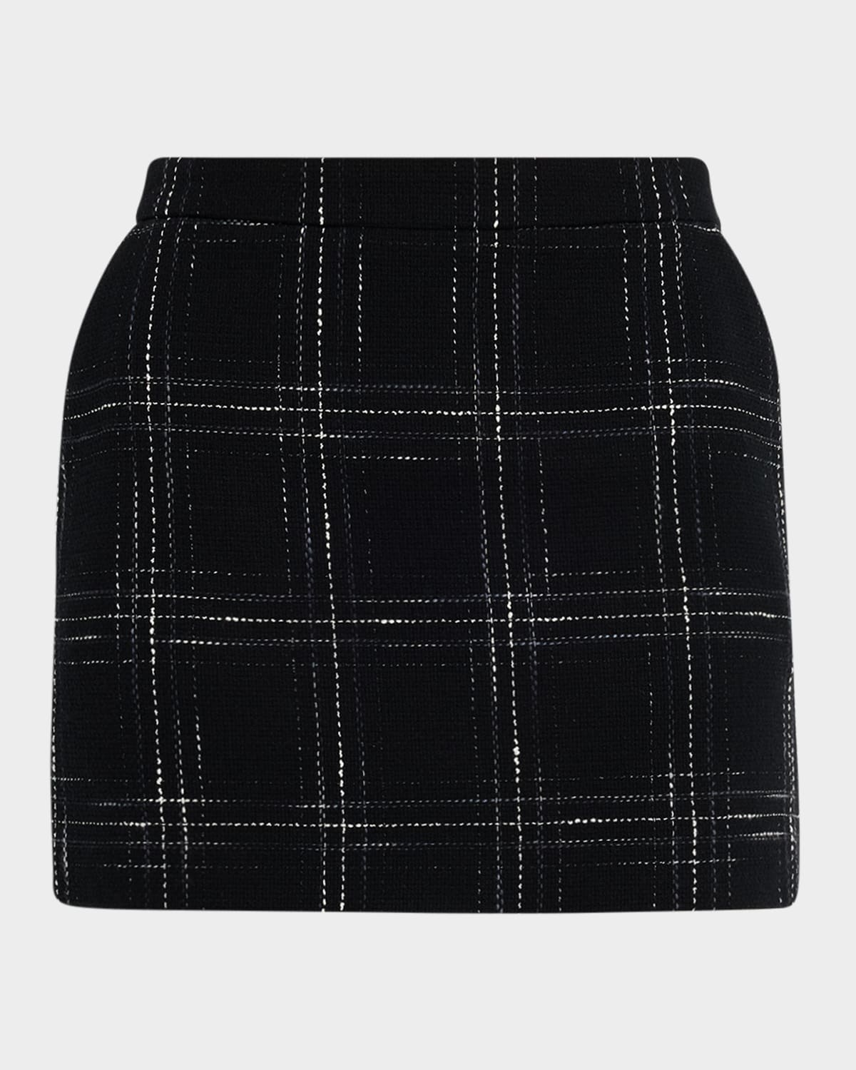 Generation Love Kendra Tweed Windowpane Mini Skirt In Black