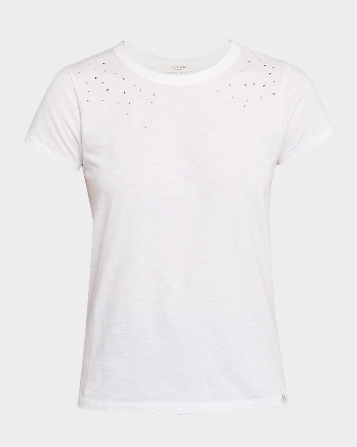 Rag & Bone Studded Crewneck Tee In White