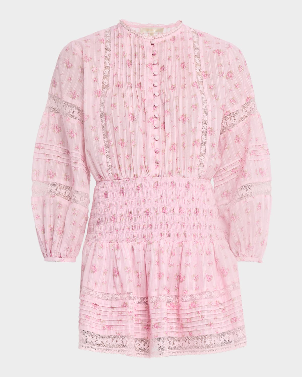 LoveShackFancy Janis Floral Cotton Voile Mini Dress