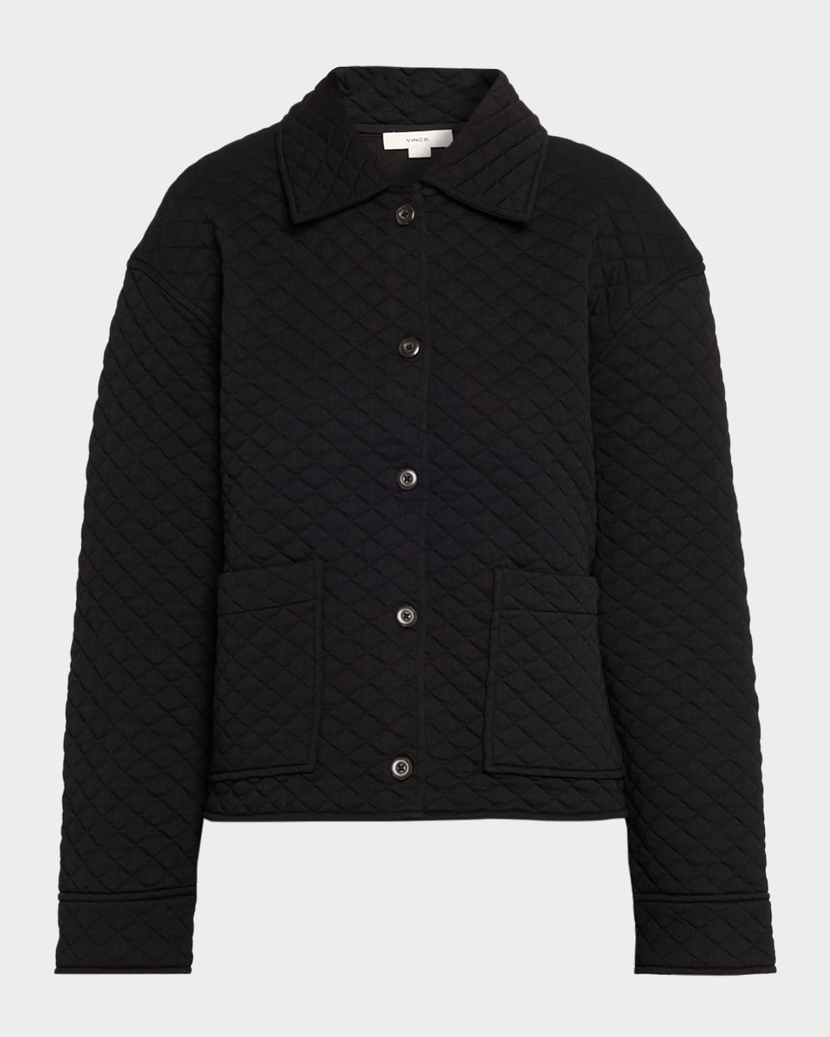 Vince Quilted Boxy Jacket In Black