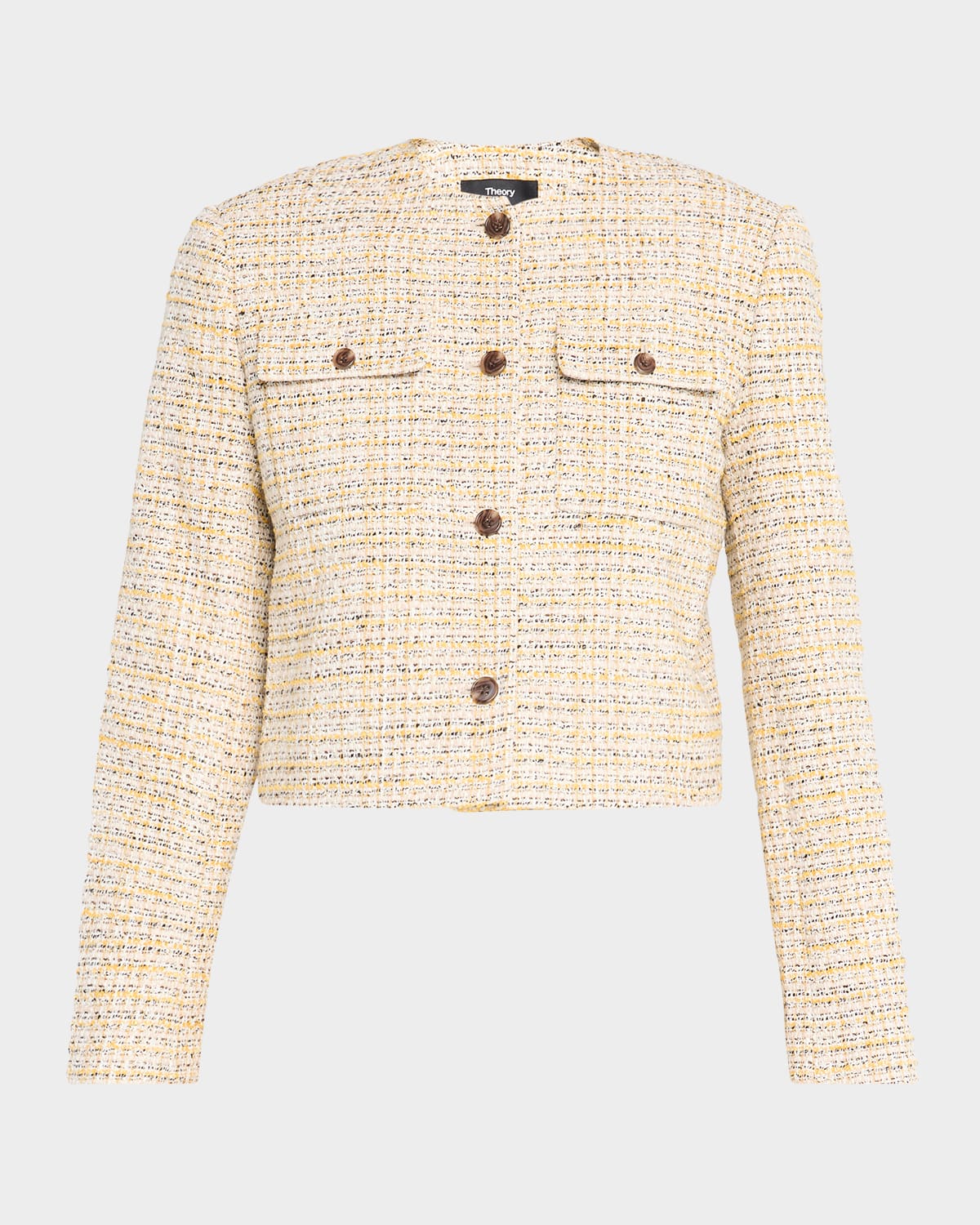 Theory Cropped Tweed Jacket In Multi
