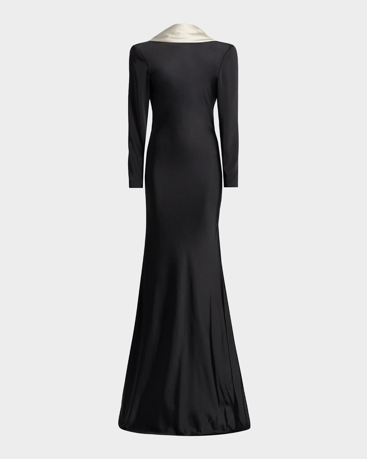 Et Ochs Allegra Draped Low-back Charmeuse Gown In Black