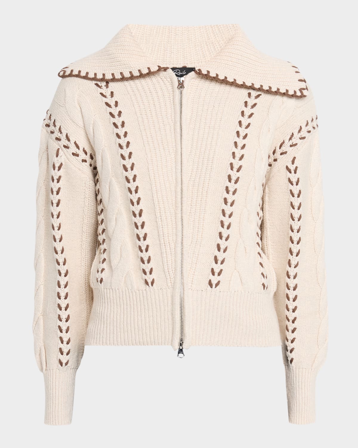 Rails Lune Whipstitch Zip Cardigan In Neutral