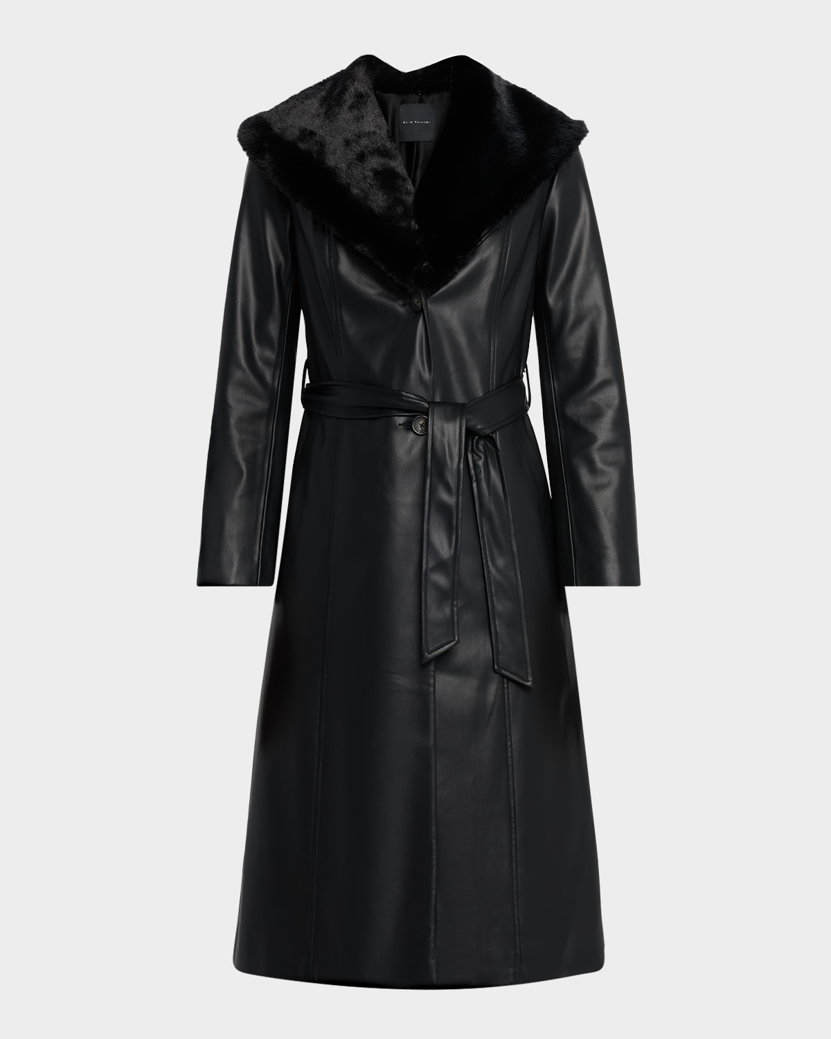 Elie Tahari Vegan Leather Trench Coat In Black