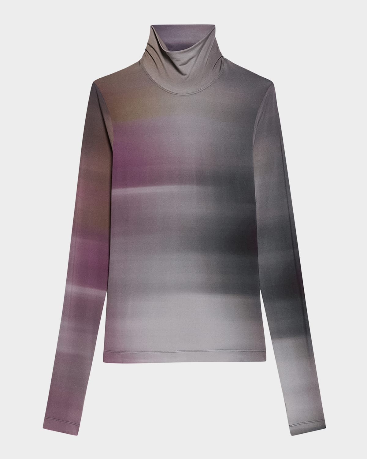 Helmut Lang Long Sleeve Turtleneck Ombre Top In Gray