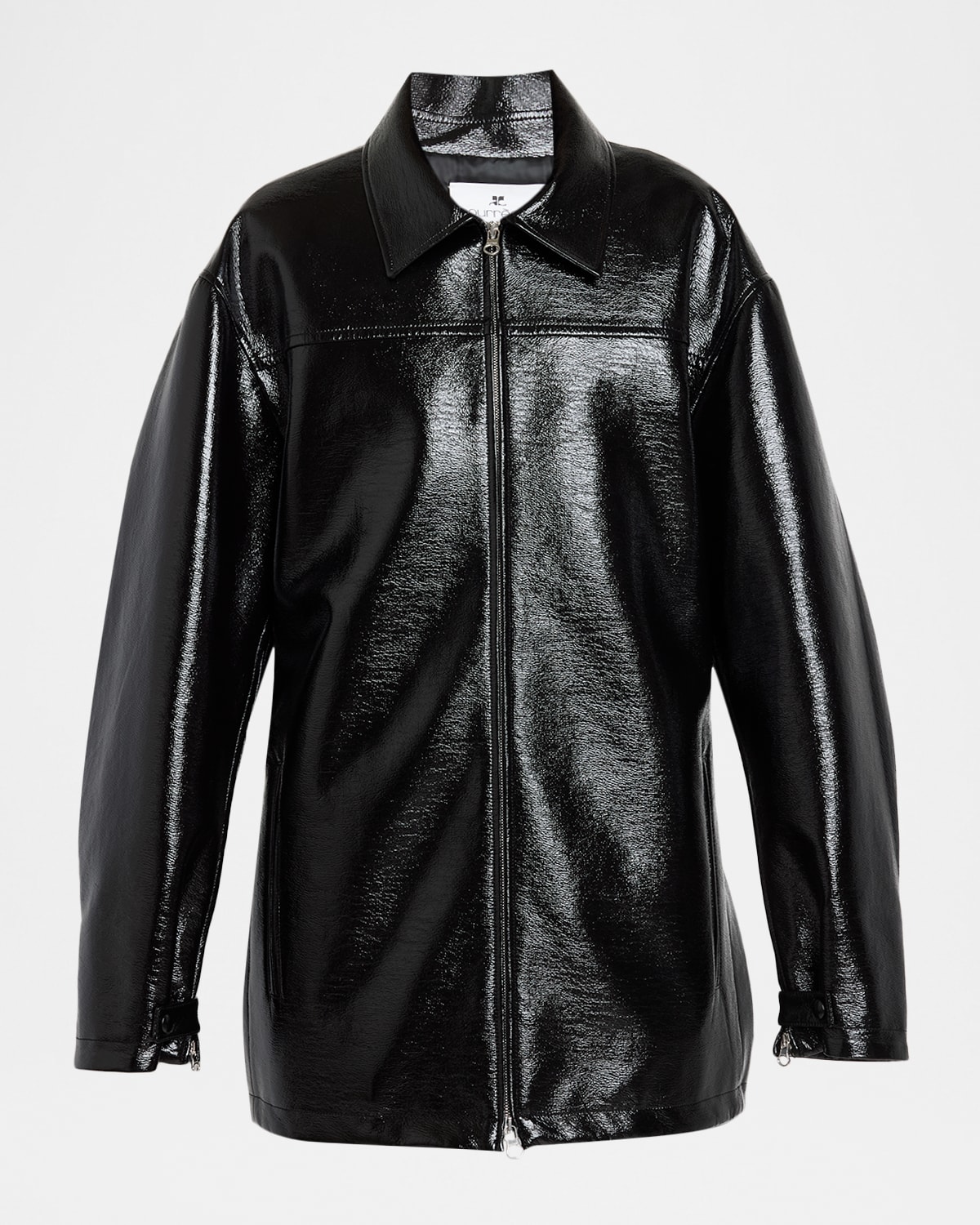 Courrèges Zipped Vinyl Jacket In Black